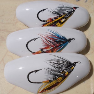 Fishing Lures Drawer pull Ceramic dry flies Cabinet Kitchen Drawer pulls @Pretty@ Hardware