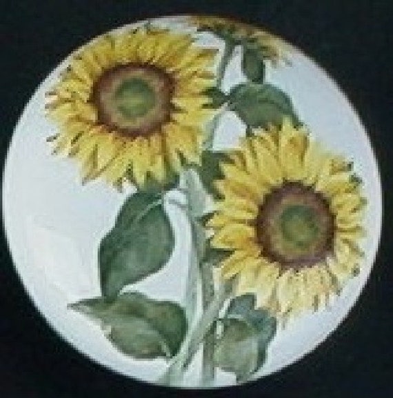 Sunflower Cluster Ceramic Cabinet Knobs Kitchen Drawer Pulls Etsy