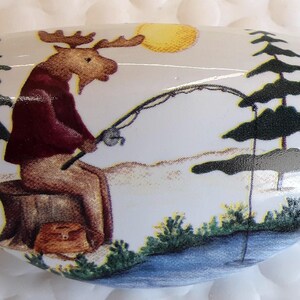Ceramic Moose Drawer Pulls - Campground Scene - Set of Four