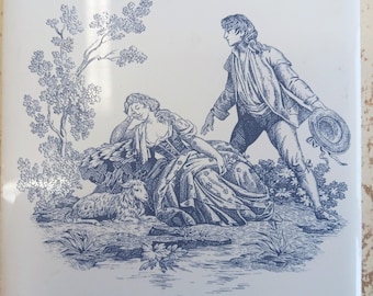 Ceramic Tile Toile Twall Lovers blue accent backsplash serving tray