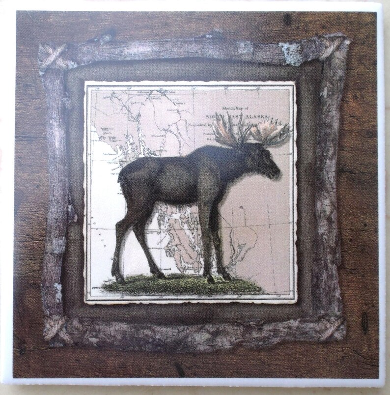 Moose Rustic Lodge Ceramic Tile Wildlife Accent Backsplash Image 0