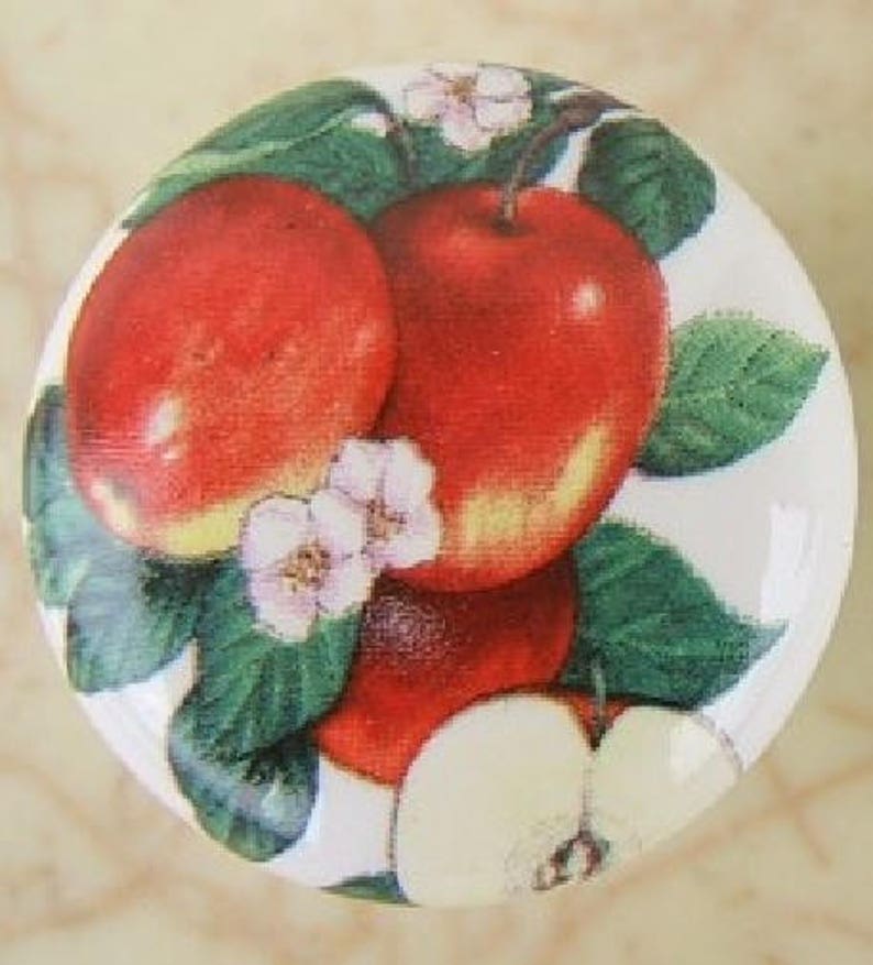 Apple Cluster Fruit Ceramic Cabinet Knobs Kitchen Drawer Pulls Etsy