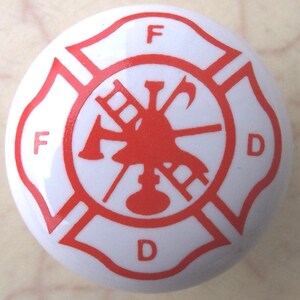 Fire Dept. Logo Ceramic Cabinet Knobs Kitchen Drawer pulls