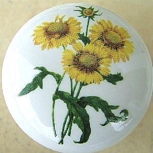 Birdhouse with Sunflower Ceramic Cabinet Knobs Kitchen Drawer pulls