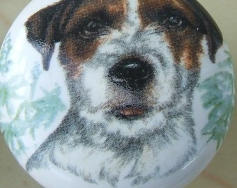 Jack Russel Terrier Dog Ceramic Cabinet Knobs Kitchen Door pulls Door Hardware