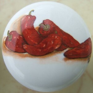 Ceramic Cabinet Knobs chili peppers #9 Kitchen Drawer pulls
