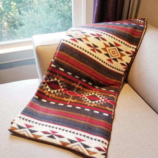 Premium Native "Autumn"  Design Soft Wool Queen Size Blanket Bedspread