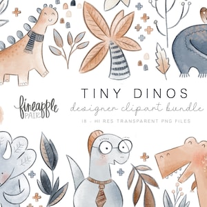 Dinosaur Clipart, Dinosaur Graphics, Cute Dinosaur Art, Dinosaur Graphic Bundle, Prehistoric Clip Art, TRex Clipart, Digital Paper, DH