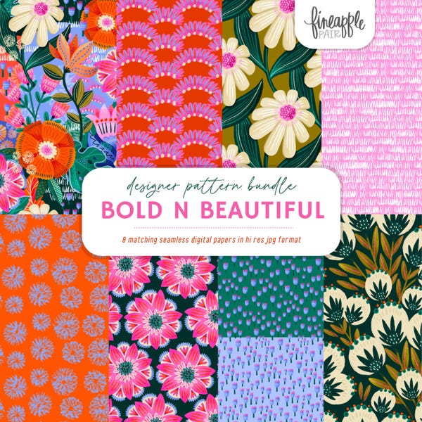 Boho Floral Seamless Muster: Vintage Drucke (Digitaler Download)