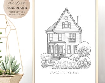 Custom Home Portrait: Hand Drawn House Illustration (Digital Download)