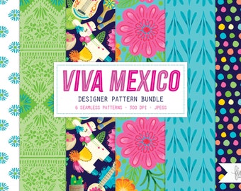 Mexikanisches digitales Papier, Mexiko Clipart, Mexikanische Fiesta Clipart, DH