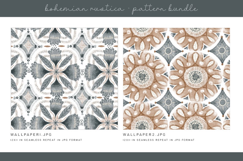 Boho Floral Digital Paper: Seamless Bohemian Patterns (digital Download ...
