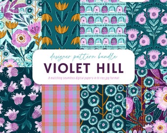 Boho Floral Seamless Patterns: Bold Vintage Prints (Digital Download)