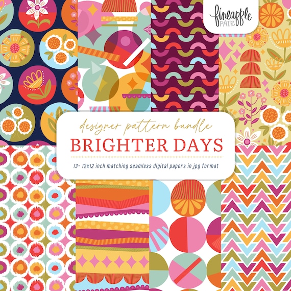 Kids Pattern Bundle: Bright Geometric Seamless Designs (Digital Download)