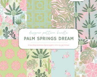 Palm Springs Seamless Pattern Bundle: Boho Floral Prints (Digital Download)