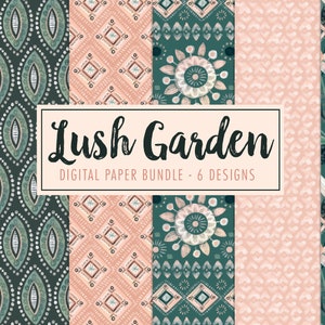 Boho Digital Paper, Boho Garden Clipart, Bohemian Garden Graphics, Boho Floral Clipart, Bohemian Patterns, DH image 1