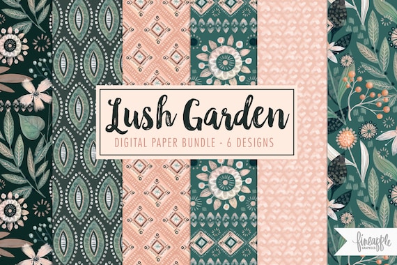 Boho Digital Paper, Boho Garden Clipart, Bohemian Garden Graphics, Boho Floral Clipart, Bohemian Patterns, DH