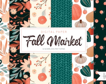 Fall Clipart, Fall Digital Paper, Autumn Clipart, Fall Market Clipart, Fall flowers Clipart, Pumpkin Clipart, Fall Farm Market Clipart, DH
