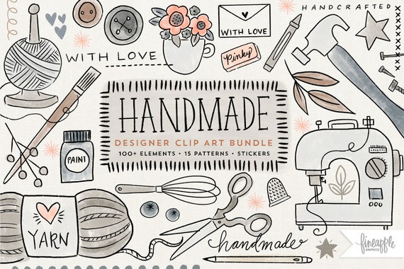Handmade With Love - Sewing and Knitting Notions on White Handmade With Love - Sewing and Knitting Notions on White