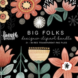 Volkskunst clipart, volkskunst, Scandinavische graphics, volkskunst bloemen clipart, DH
