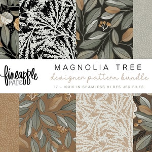 Clipart fleurs vintage, fleurs d'automne papier numérique, Jpgs sans couture Boho, motifs fleurs Boho, motifs Magnolia, DH