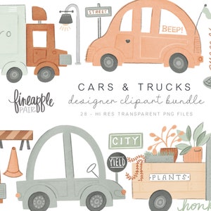Cars & Trucks Clipart, Cars clipart, truck clipart, transportation clipart, cars and trucks digital download, nursery cars clipart,   DH
