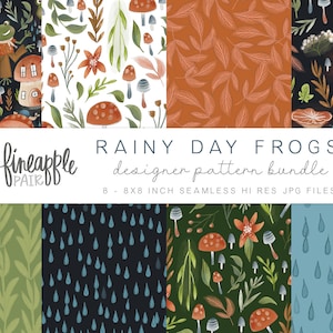 Papier numérique grenouille, motif sans couture grenouille, motif numérique grenouille, motifs grenouille mignon, papier numérique forêt enchantée, motifs grenouille, DH