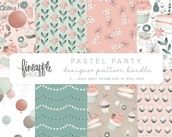 Birthday Party Seamless Pattern: Pastel Celebration (Digital Paper)