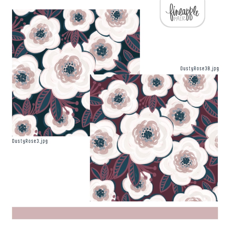 Dusty Rose Seamless Pattern Bundle | 7 Floral Digital Papers | Boho ...