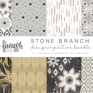 Papel digital Boho, clipart Boho Garden, gráficos Boho Garden, clipart floral Boho, padrões Boho, mandalas cinza, DH