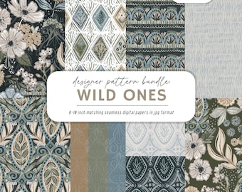Boho Floral Digital Paper: Seamless Anemone Clipart (JPG)