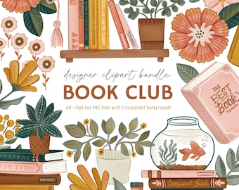 Book Club Clipart: Reading & Library PNGs, Book Lover illustrations