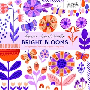 Clipart floral bohème, fleur lunatique PNG, illustration de fleur rouge, éléments floraux d'art populaire, conception florale numérique, art floral imprimable,