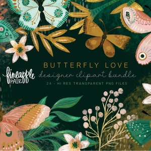 butterfly artwork, butterfly pngs, illustrated butterflies, butterfly digital download, butterfly graphics, spring butterfly clipart, DH