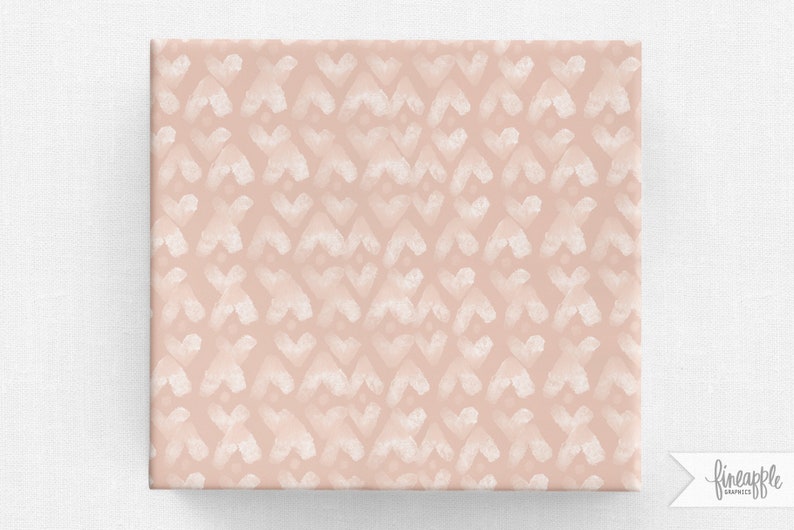 May include: A square, blush-colored surface with a repeating pattern of white brushstrokes. The brushstrokes form an X-like shape, creating a textured, abstract design. The lower right corner features a white banner with the text "fineapple graphics".