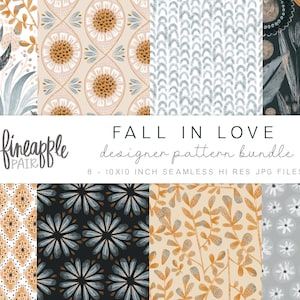 Papier numérique de fleurs d'automne, motifs de feuillage d'automne, clipart automne, clipart automne, aquarelle de fleurs automne, DH