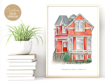 Personalized Watercolor House Portrait: Custom Home Art (Digital Download)