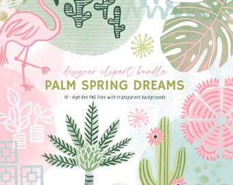 Palm Springs Clipart Bundle: Retro Desert Graphics (PNG)