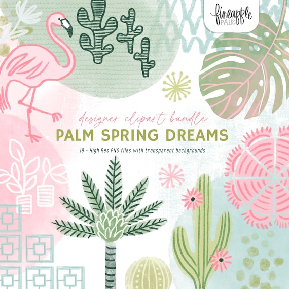Palm Springs Clipart Bundle: Retro Desert Graphics (PNG)