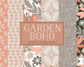 Boho Chic Clipart, boho digital paper, Bohemian Tropical Graphics, Boho Floral Clipart, DH