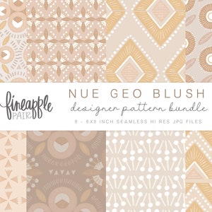 Neutral Geometric Digital Paper, Boho Digital Paper, Modern Neutral Patterns, Neutral Boho Digital Paper, DH