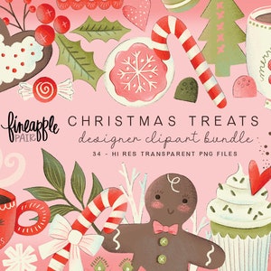 Clipart di Natale carino, Clipart di alberi di Natale, Clipart di dolci natalizi, Clipart di Natale rosa, PNG di vacanze carine, DH
