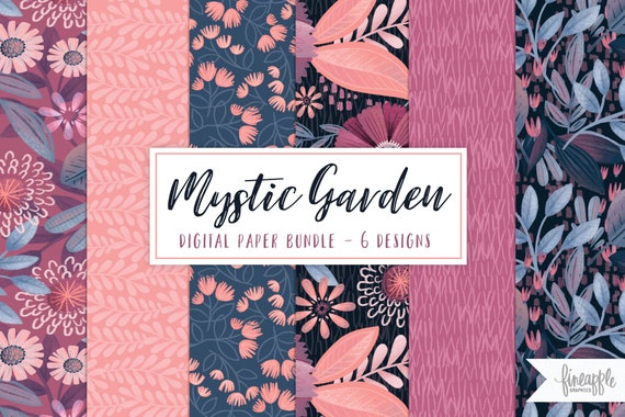 Purple Floral Digital Paper: Whimsical Flower Pattern (JPEG, AI)