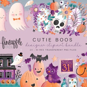 Niedliche Halloween Cliparts, Halloween Geist Clipart, Halloween digitales Papier, süße Kürbis Cliparts, Halloween-Symbole, DH