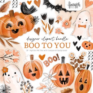 Cute Halloween Clipart, Halloween Ghost Clipart, Halloween Digital Paper, Cute Pumpkin Clipart, Halloween Quilt Png, Halloween Canva Pngs