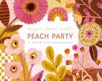 Boho Floral Clipart: Hand-Drawn Flower PNG Bundle (Digital Download)