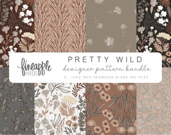 Boho Chic Clipart, Boho Digital Paper, Boho Floral Digital Paper, Boho Seamless Jpgs, Bohemian flower patterns, Terra Cotta Flowers, DH