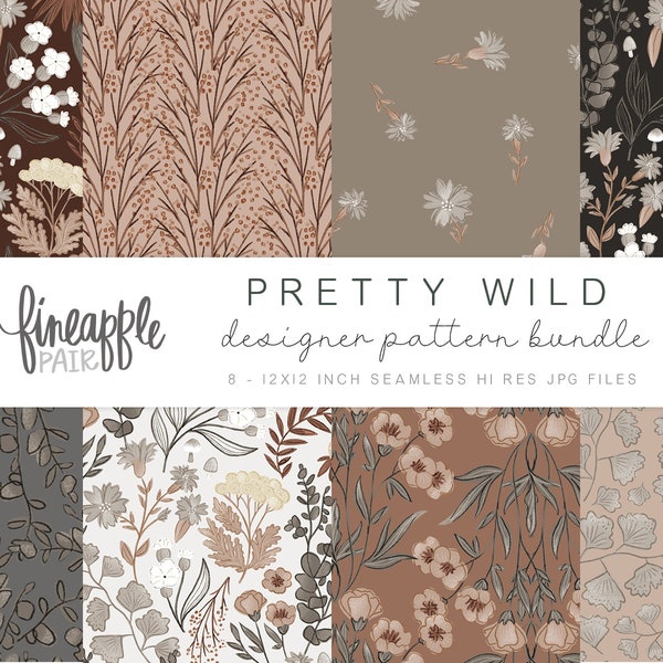 Boho Chic Clipart, Boho Digital Paper, Boho Floral Digital Paper, Boho Seamless Jpgs, Boho Blumenmuster, Terra Cotta Blumen, DH