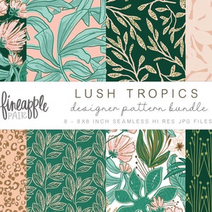 Padrões Tropicais, Papel Digital Boho, Clipart de Jardim Boho, Gráficos de Jardim Boho, Clipart Floral Boho, Padrões Boho, DH