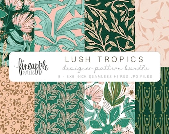 Tropical Patterns, Boho Digital Paper, Boho Garden Clipart, Bohemian Garden Graphics, Boho Floral Clipart, Bohemian Patterns, DH